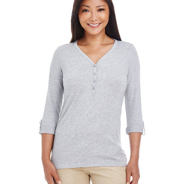 DP186W Devon & Jones Ladies' Perfect Fit™ Y-Placket Convertible Sleeve Knit Top