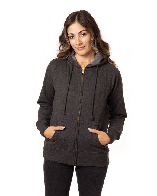 EC4580 econscious Ladies' Heathered Full-Zip Hooded Sweatshirt