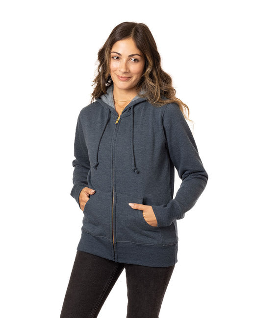 EC4580 econscious Ladies' Heathered Full-Zip Hooded Sweatshirt