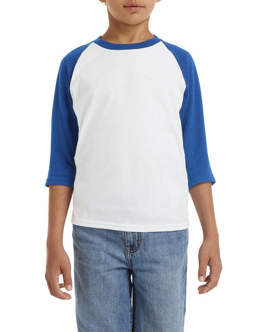 G570B Gildan Youth Heavy Cotton™ 3/4-Raglan Sleeve T-Shirt