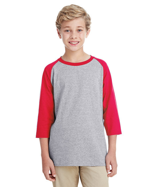 G570B Gildan Youth Heavy Cotton™ 3/4-Raglan Sleeve T-Shirt