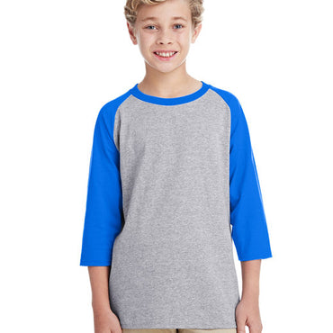 G570B Gildan Youth Heavy Cotton™ 3/4-Raglan Sleeve T-Shirt