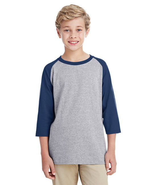 G570B Gildan Youth Heavy Cotton™ 3/4-Raglan Sleeve T-Shirt