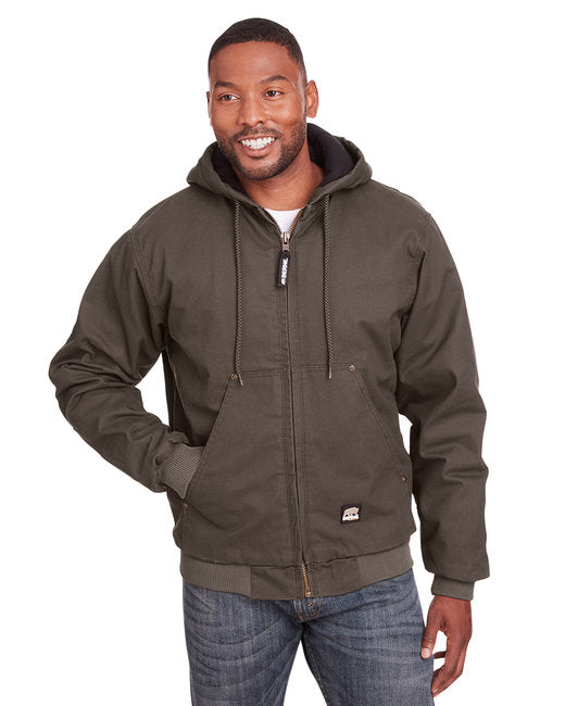 HJ375 Berne Men's Highland Washed Cotton Duck Hooded Jacket