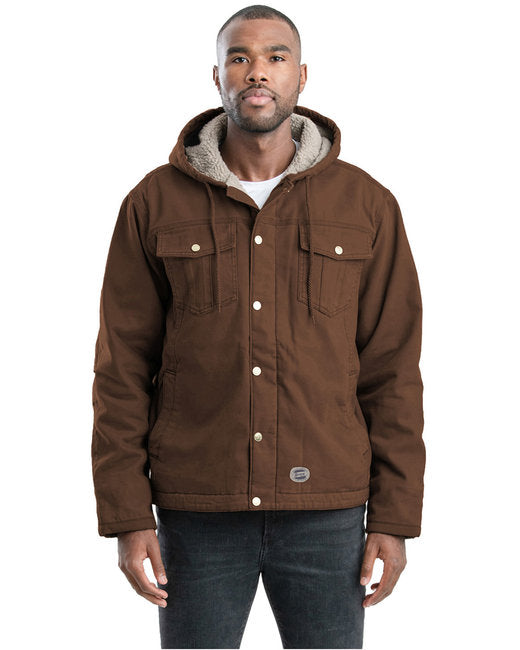 HJ57 Berne Men's Vintage Washed Sherpa-Lined Hooded Jacket
