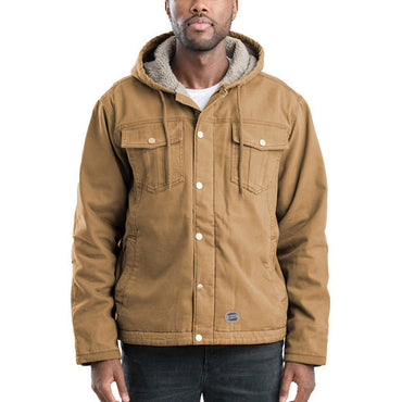 HJ57 Berne Men's Vintage Washed Sherpa-Lined Hooded Jacket