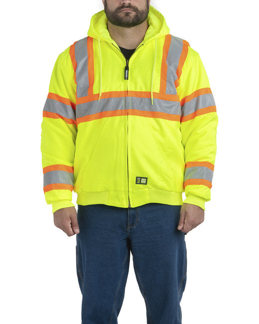 HVJ571 Berne Men's Hi-Vis Class 3 Hooded Active Jacket