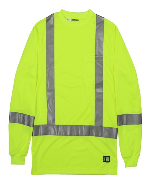 HVK013T Berne Men's Tall Hi-Vis Class 3 Performance Long Sleeve T-Shirt