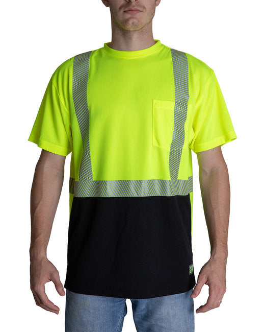 HVK017 Berne Unisex Hi-Vis Class 2 Color Blocked Pocket T-Shirt