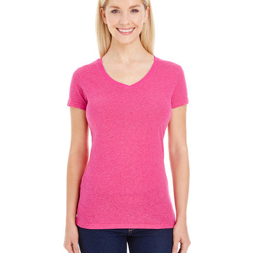 JA8136 J America Ladies' Glitter V-Neck T-Shirt