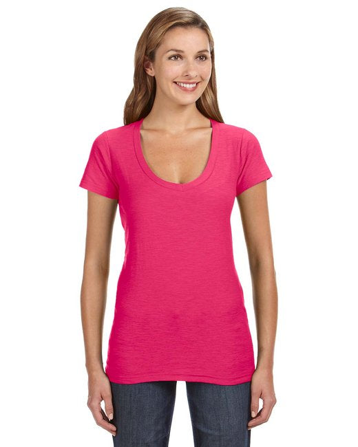 JA8169 J America Ladies' V-Neck Slub T-Shirt