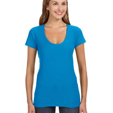 JA8169 J America Ladies' V-Neck Slub T-Shirt