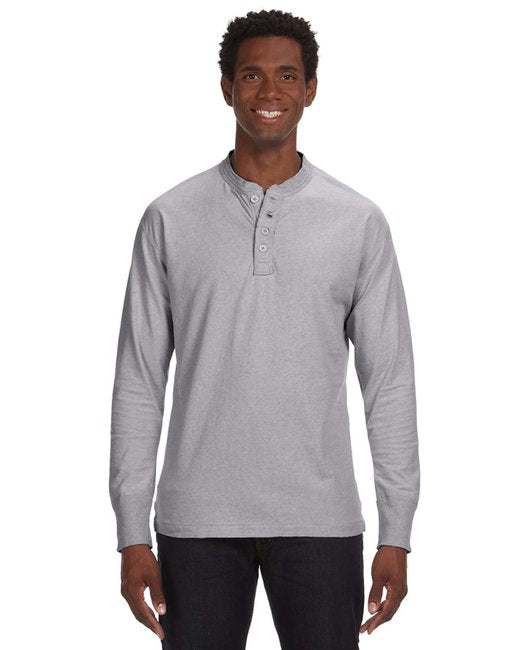 JA8244 J America Men's Vintage Brushed Jersey Henley