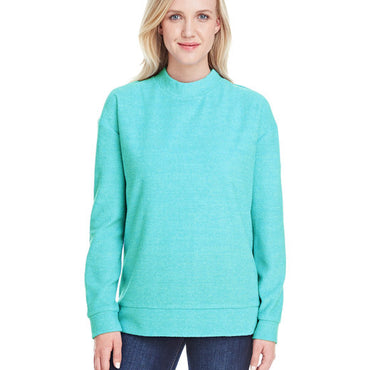 JA8428 J America Ladies' Weekend French Terry Mock Neck Crew