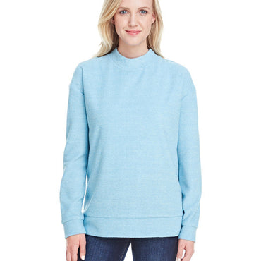 JA8428 J America Ladies' Weekend French Terry Mock Neck Crew