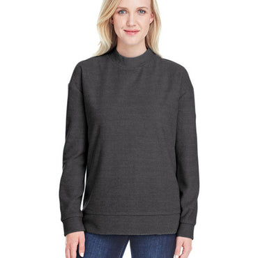 JA8428 J America Ladies' Weekend French Terry Mock Neck Crew