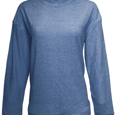 JA8428 J America Ladies' Weekend French Terry Mock Neck Crew