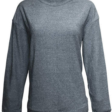 JA8428 J America Ladies' Weekend French Terry Mock Neck Crew