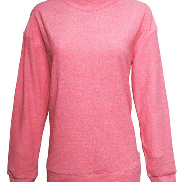 JA8428 J America Ladies' Weekend French Terry Mock Neck Crew