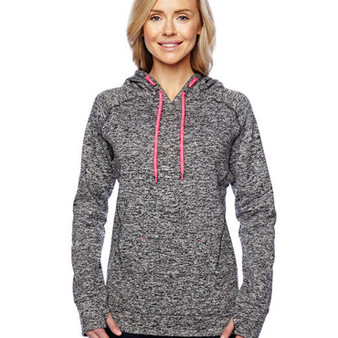 JA8616 J America Ladies' Cosmic Contrast Fleece Hooded Sweatshirt