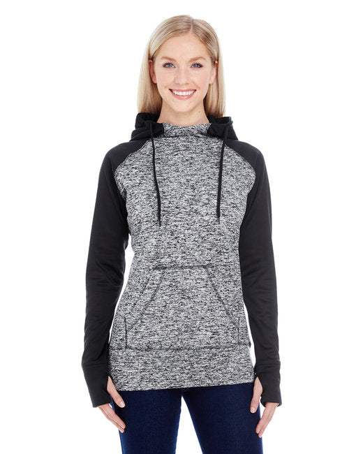 JA8618 J America Ladies' Colorblock Cosmic Hooded Sweatshirt