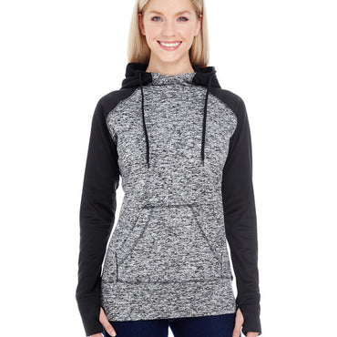 JA8618 J America Ladies' Colorblock Cosmic Hooded Sweatshirt