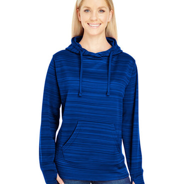 JA8662 J America Ladies' Odyssey Striped Poly Fleece Lapover Hood