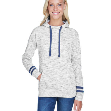 JA8674 J America Ladies' Melange Scuba Neck Sweatshirt