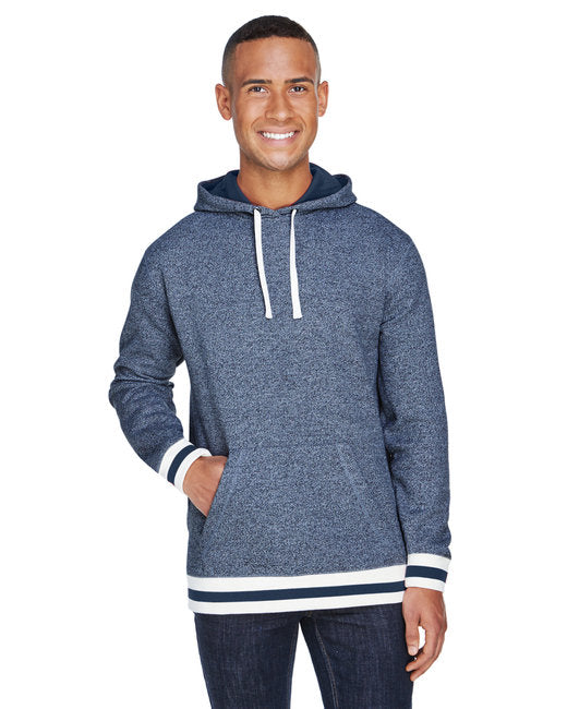 JA8701 J America Adult Peppered Fleece Lapover Hooded Sweatshirt