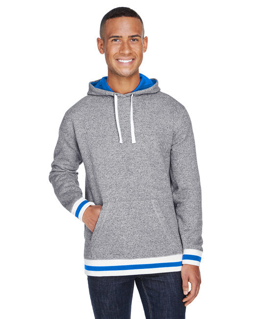 JA8701 J America Adult Peppered Fleece Lapover Hooded Sweatshirt