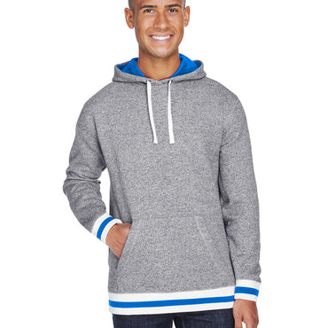 JA8701 J America Adult Peppered Fleece Lapover Hooded Sweatshirt