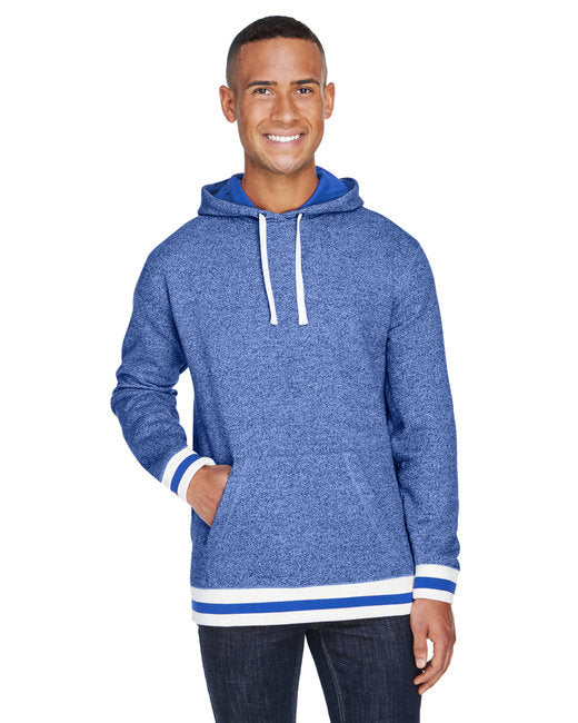 JA8701 J America Adult Peppered Fleece Lapover Hooded Sweatshirt