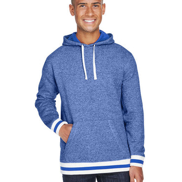 JA8701 J America Adult Peppered Fleece Lapover Hooded Sweatshirt