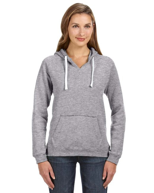 JA8836 J America Ladies' Sydney Brushed V-Neck Hooded Sweatshirt