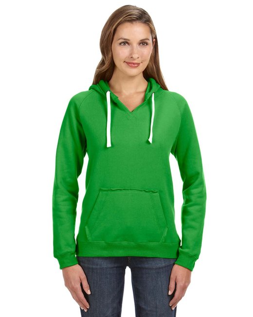 JA8836 J America Ladies' Sydney Brushed V-Neck Hooded Sweatshirt