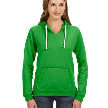 JA8836 J America Ladies' Sydney Brushed V-Neck Hooded Sweatshirt