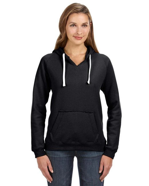 JA8836 J America Ladies' Sydney Brushed V-Neck Hooded Sweatshirt