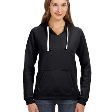 JA8836 J America Ladies' Sydney Brushed V-Neck Hooded Sweatshirt