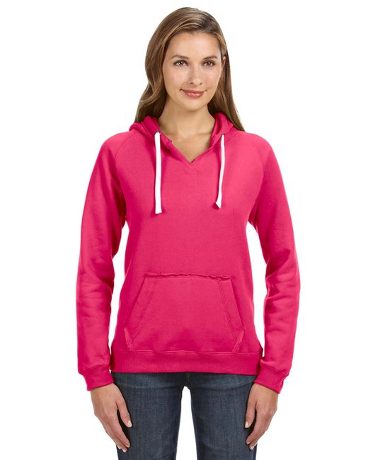 JA8836 J America Ladies' Sydney Brushed V-Neck Hooded Sweatshirt