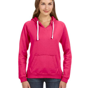 JA8836 J America Ladies' Sydney Brushed V-Neck Hooded Sweatshirt