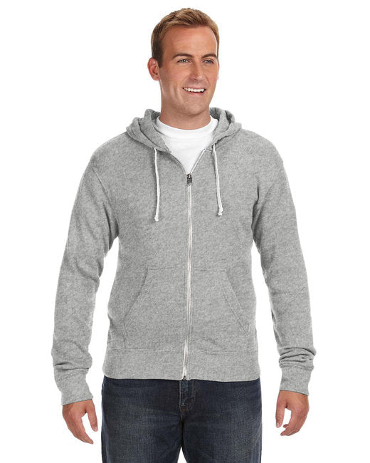 JA8872 J America Adult Triblend Full-Zip Fleece Hooded Sweatshirt