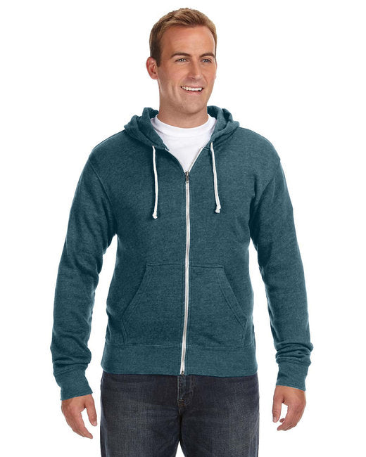 JA8872 J America Adult Triblend Full-Zip Fleece Hooded Sweatshirt