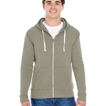 JA8872 J America Adult Triblend Full-Zip Fleece Hooded Sweatshirt