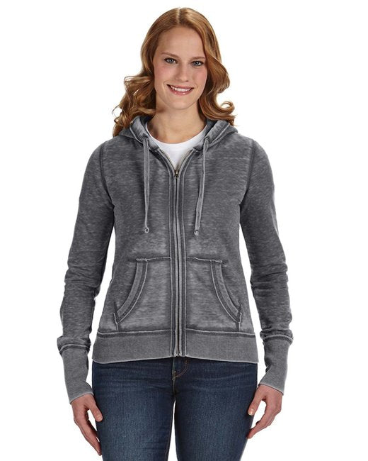 JA8913 J America Ladies' Zen Full-Zip Fleece Hooded Sweatshirt