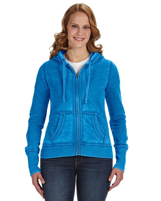 JA8913 J America Ladies' Zen Full-Zip Fleece Hooded Sweatshirt