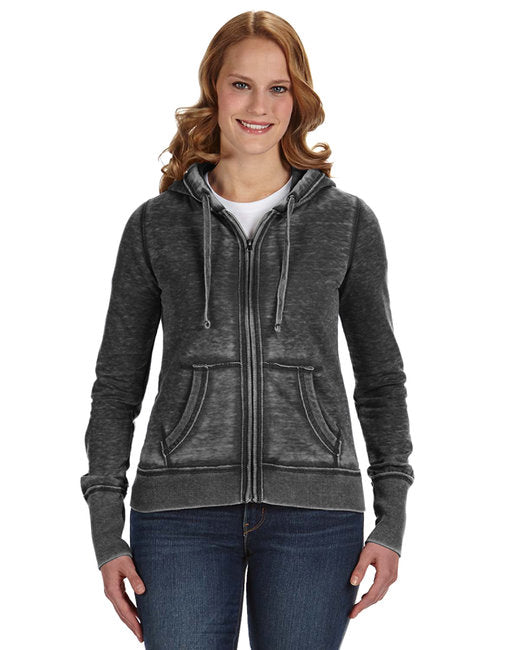 JA8913 J America Ladies' Zen Full-Zip Fleece Hooded Sweatshirt