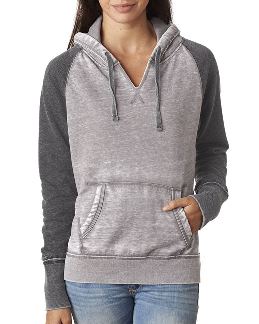 JA8926 J America Ladies' Zen Contrast Pullover Hooded Sweatshirt