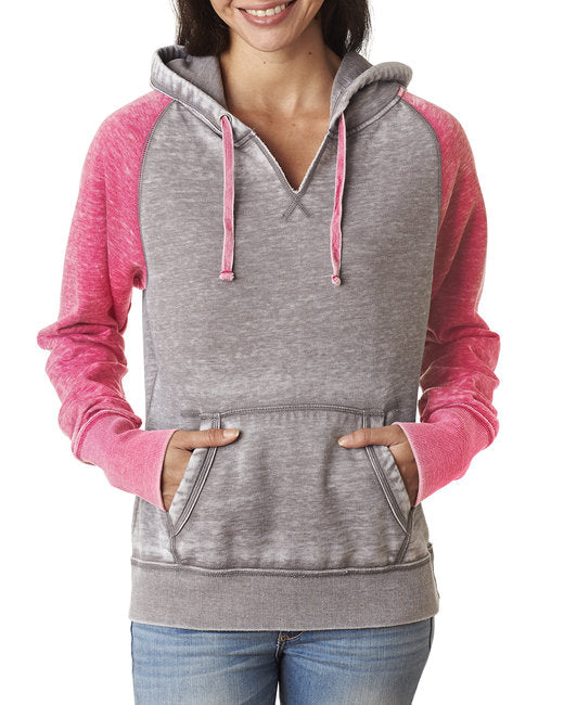 JA8926 J America Ladies' Zen Contrast Pullover Hooded Sweatshirt