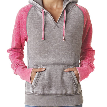 JA8926 J America Ladies' Zen Contrast Pullover Hooded Sweatshirt