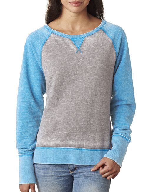 JA8927 J America Ladies' Zen Contrast Crew